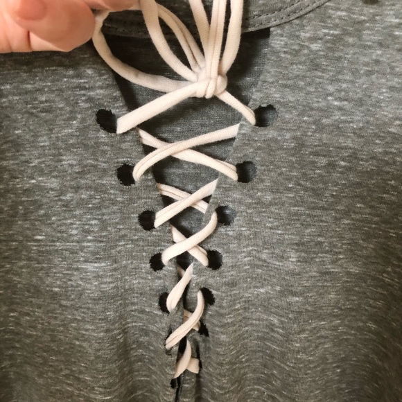 BKE Heathered Olive Lace Up Muscle Tank Top Medium M - Picture 2 of 10